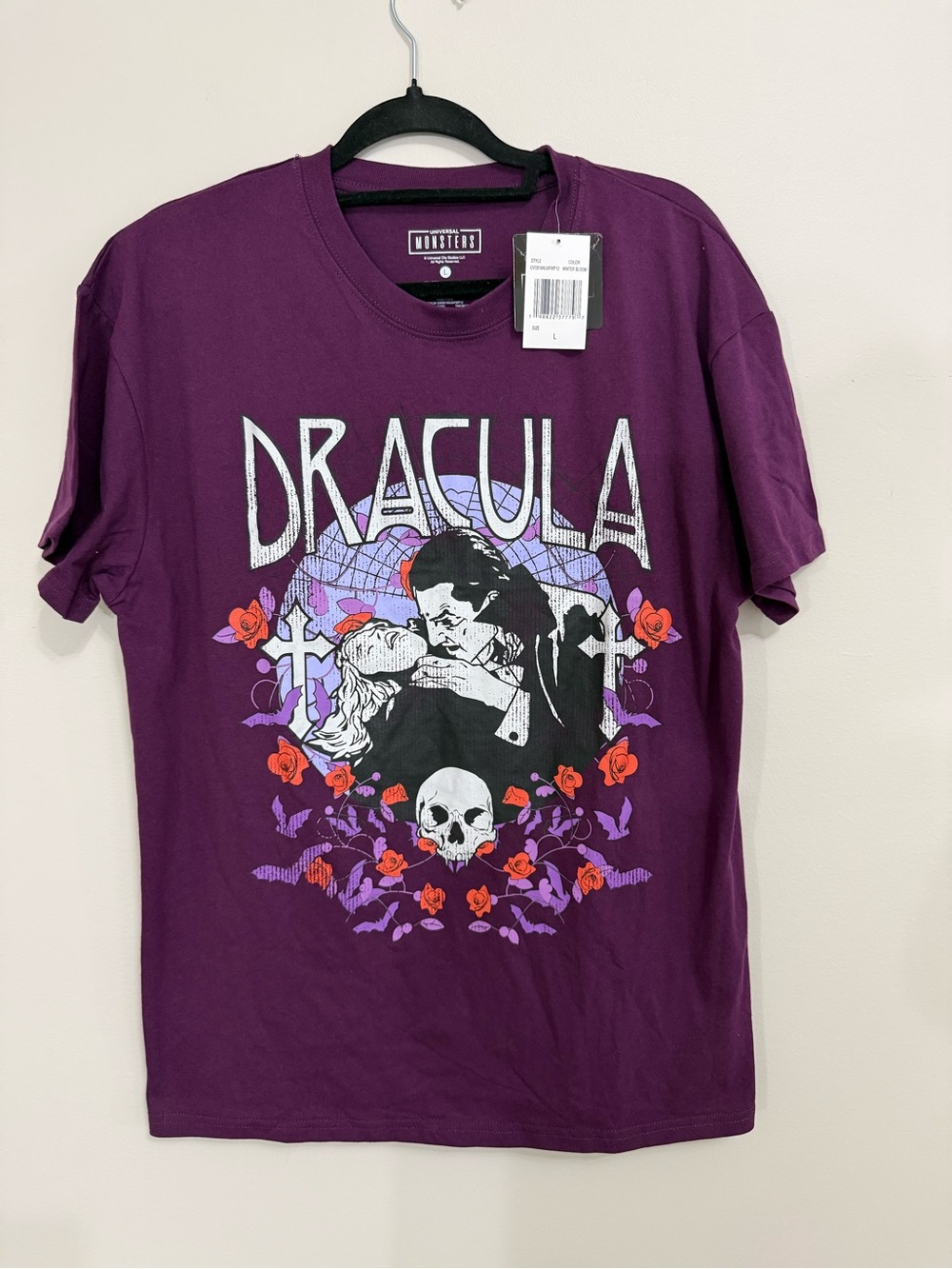 Universal Monsters Dracula Official Licensed Purple T Shirt Size Large NWT